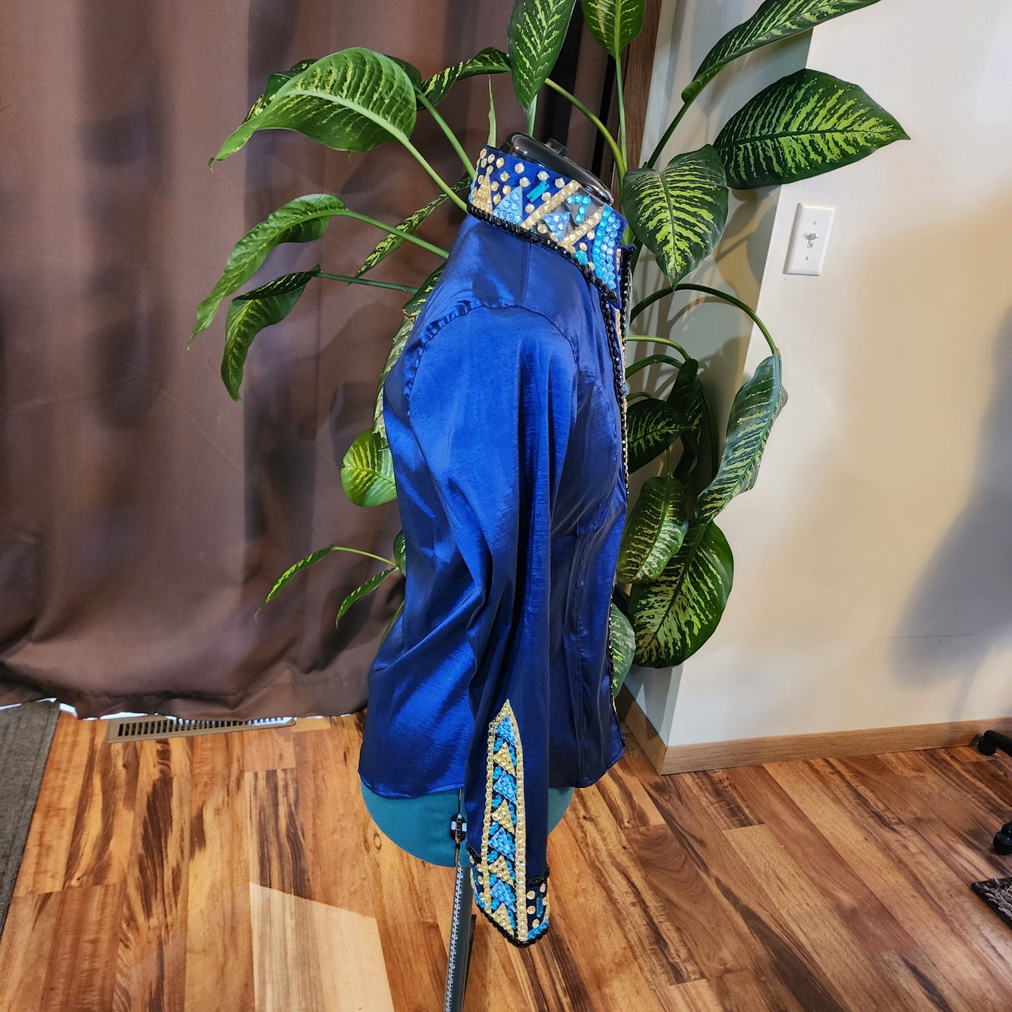 A Small Blue stretch taffeta day shirt