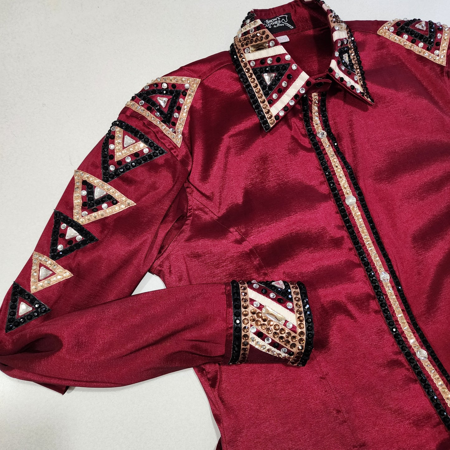 Large Burgundy stretch taffeta day shirt