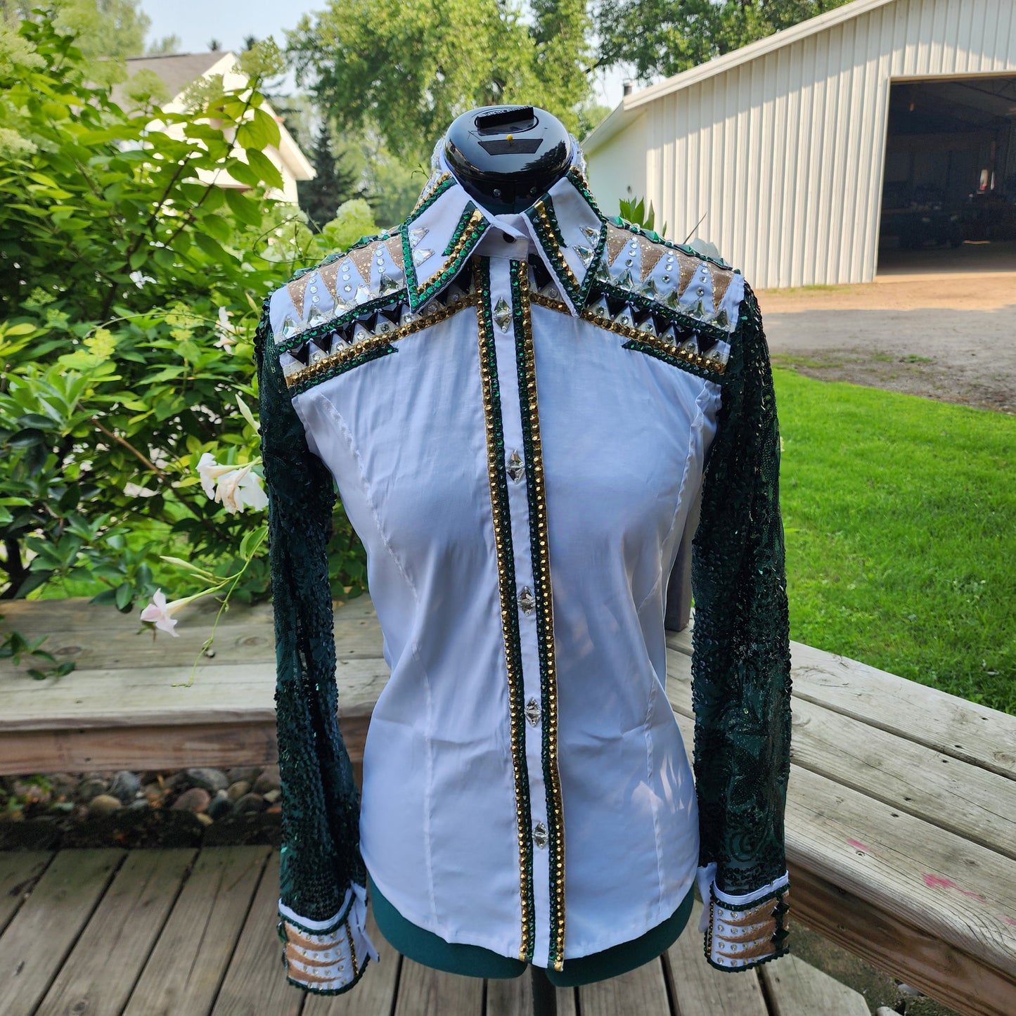 CUSTOM ORDER White taffeta with sheer sleeves