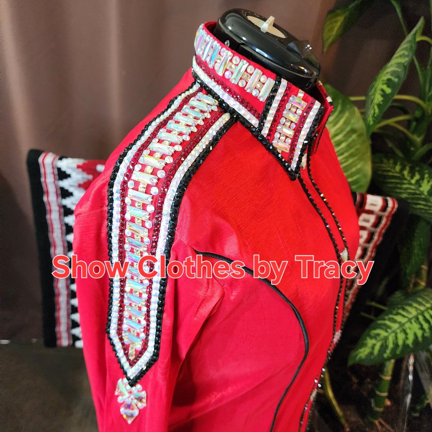 CUSTOM ORDER Red stretch taffeta day shirt