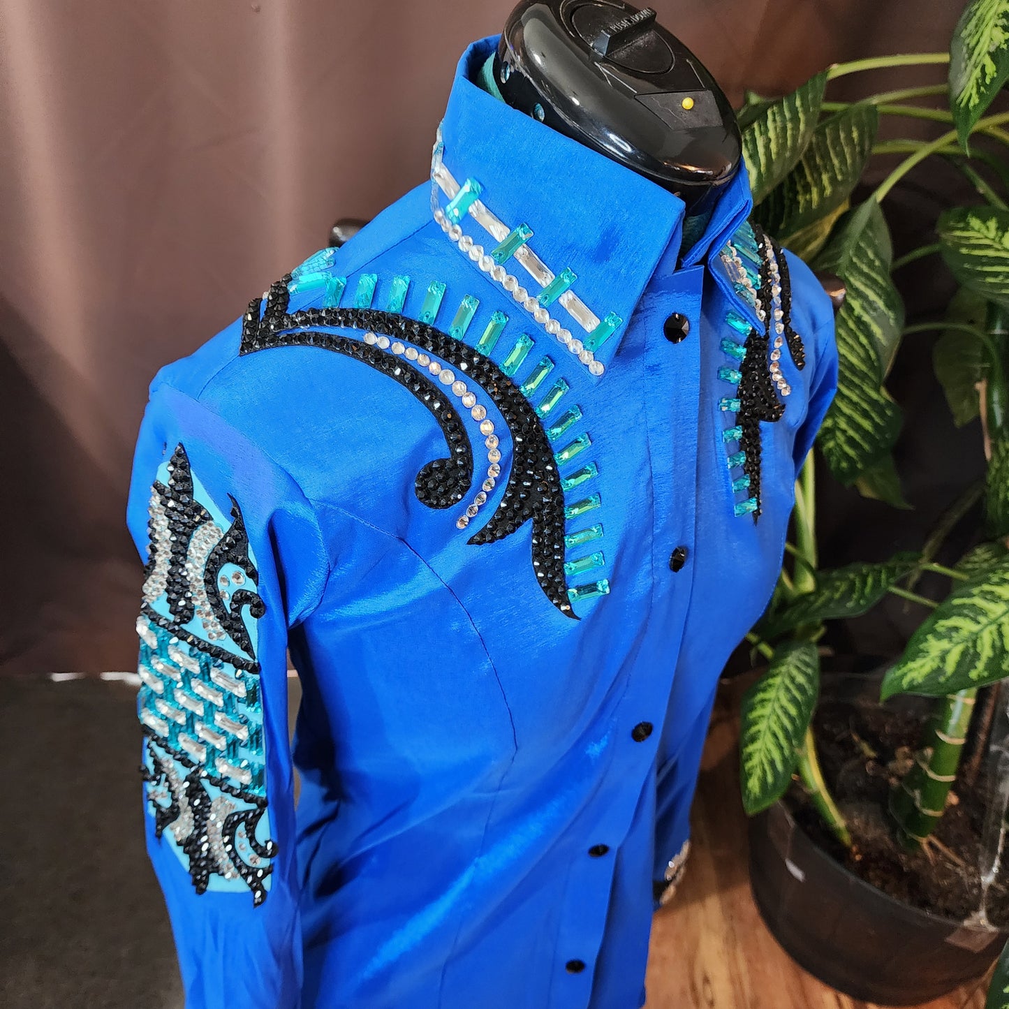 XS/Small Blue stretch taffeta day shirt