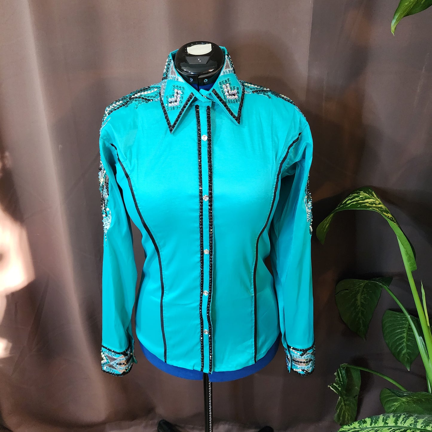 CUSTOM ORDER Teal taffeta day shirt