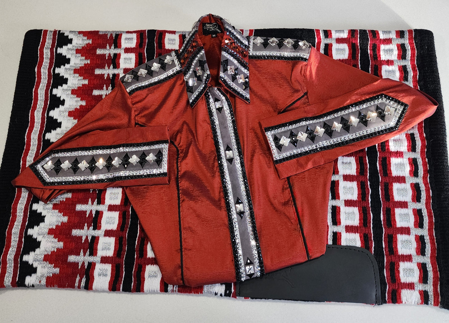 CUSTOM ORDER brick red stretch taffeta day shirt