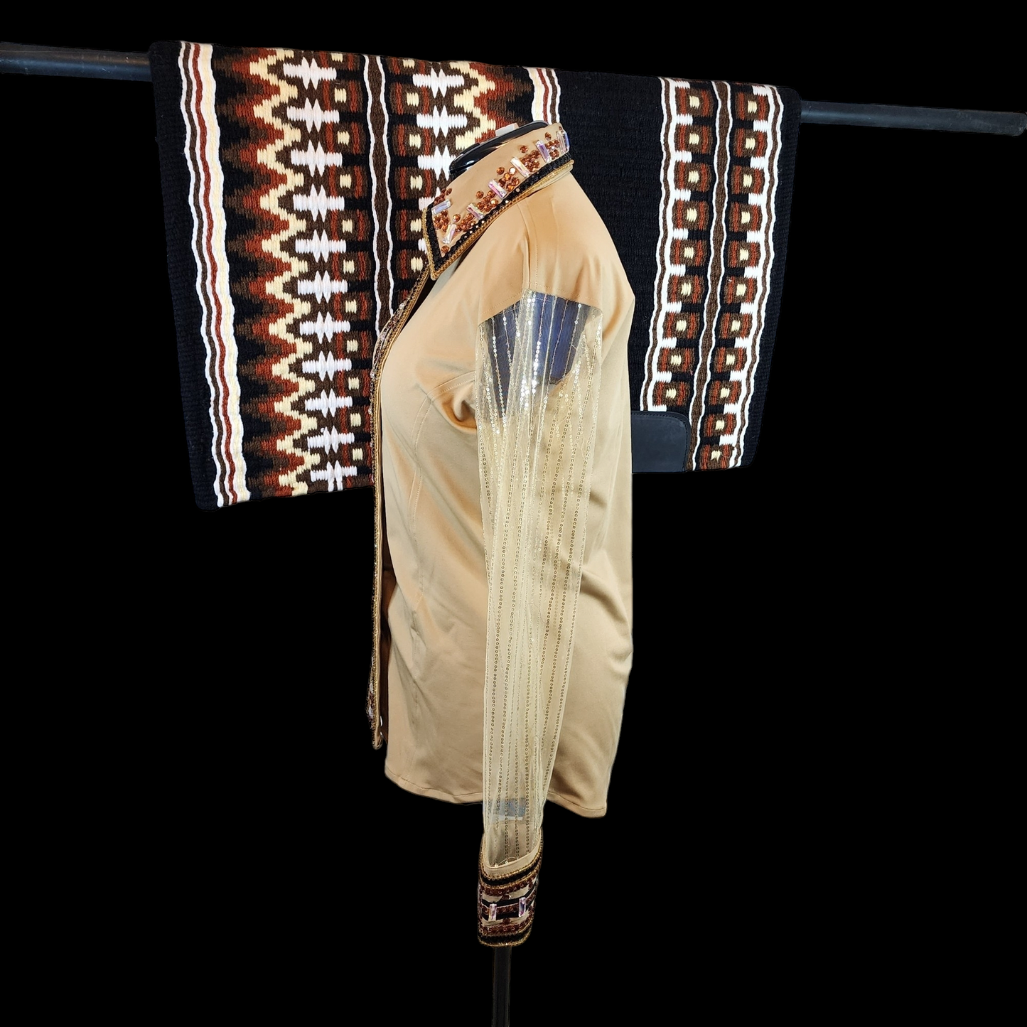 CUSTOM ORDER Tan sheer sleeve day shirt