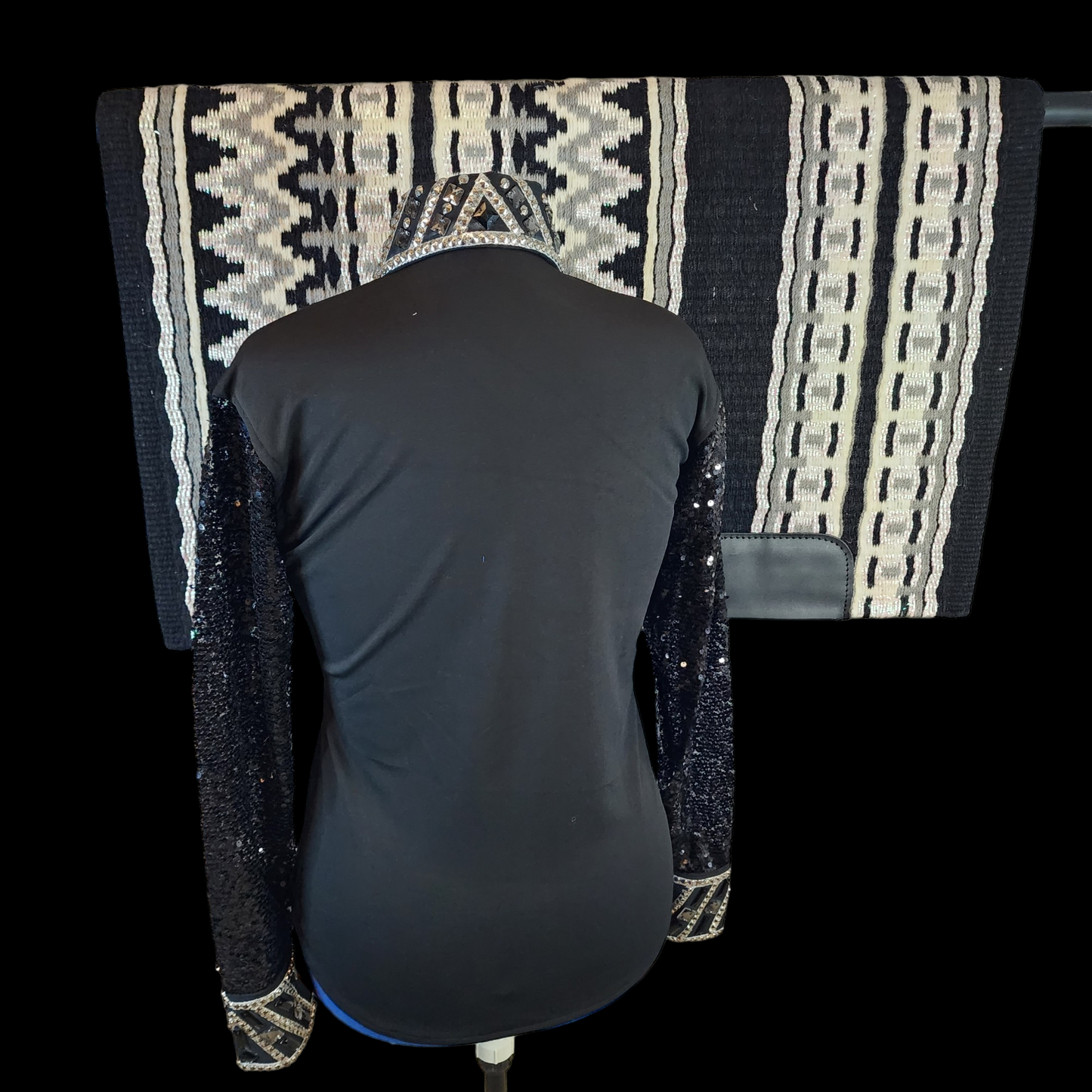 CUSTOM ORDER black sheer sleeve day shirt