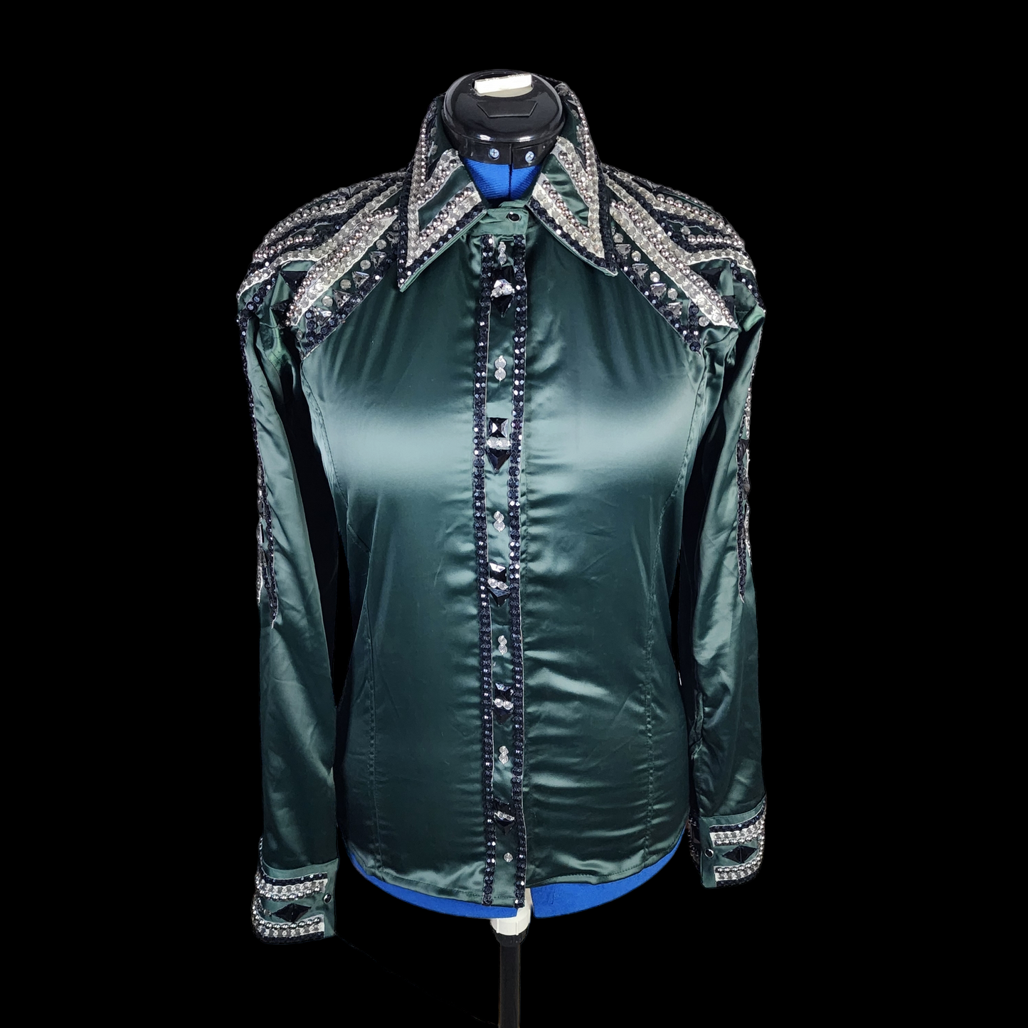 CUSTOM dark green taffeta day shirt