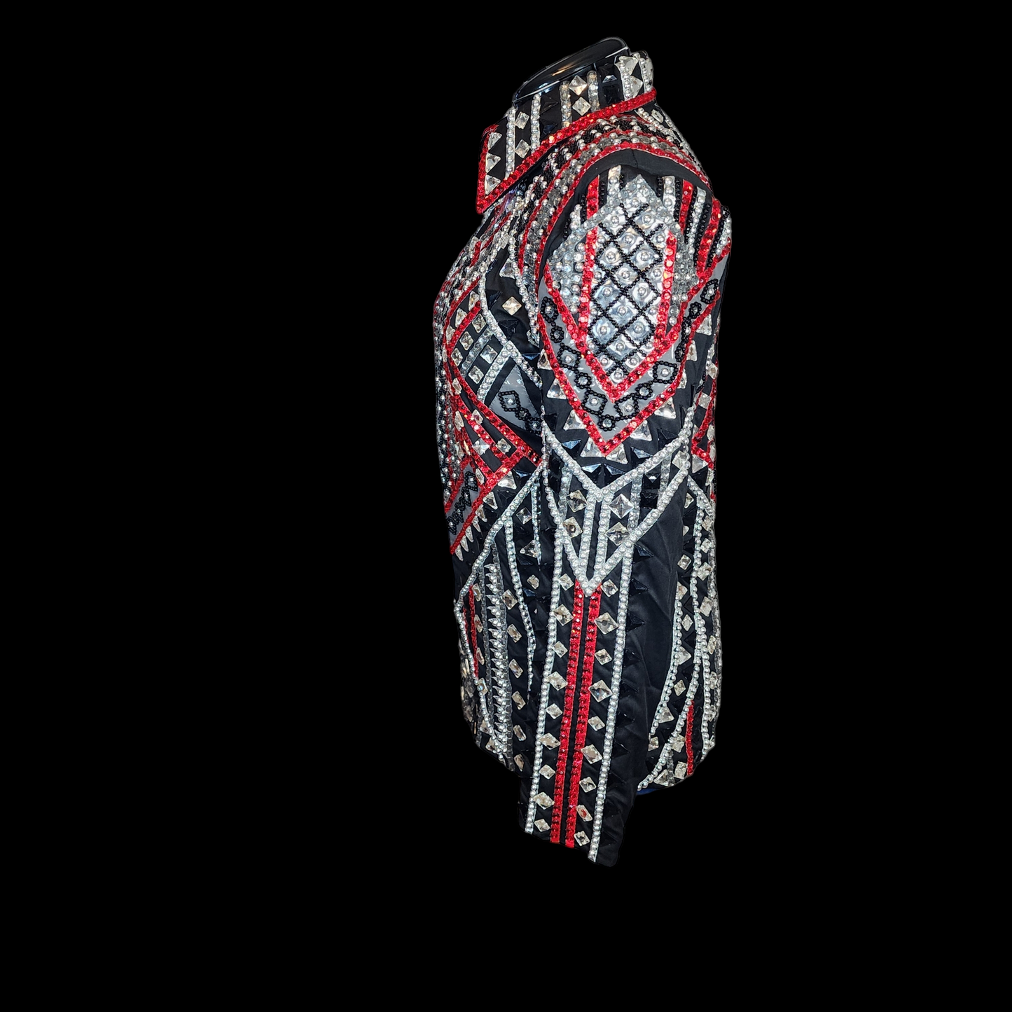 CUSTOM ORDER Red, black & silver Showmanship jacket