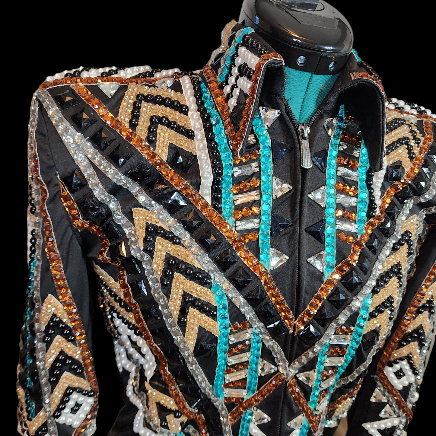 A XS Amber, Teal, & black showmanship jacket
