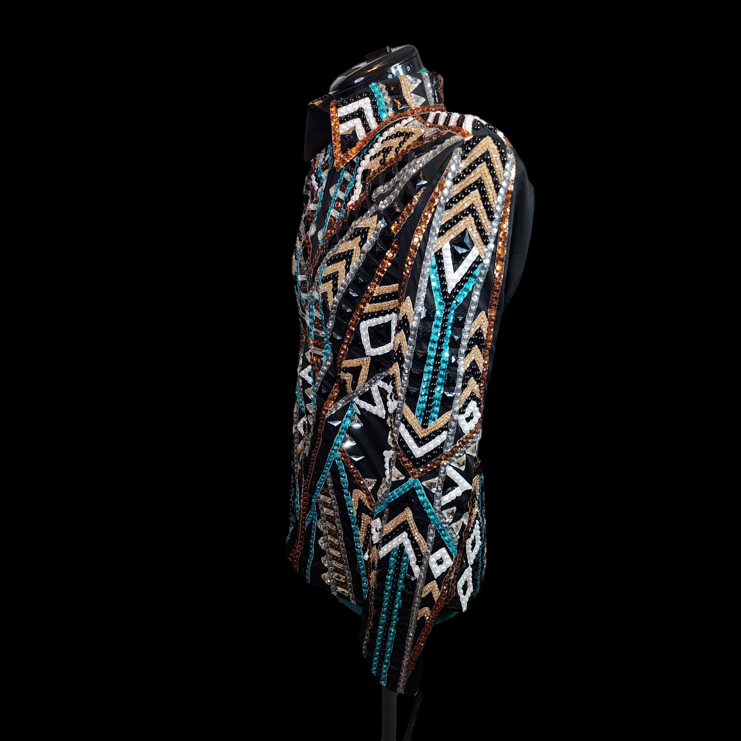 CUSTOM Amber, Teal, & black showmanship jacket