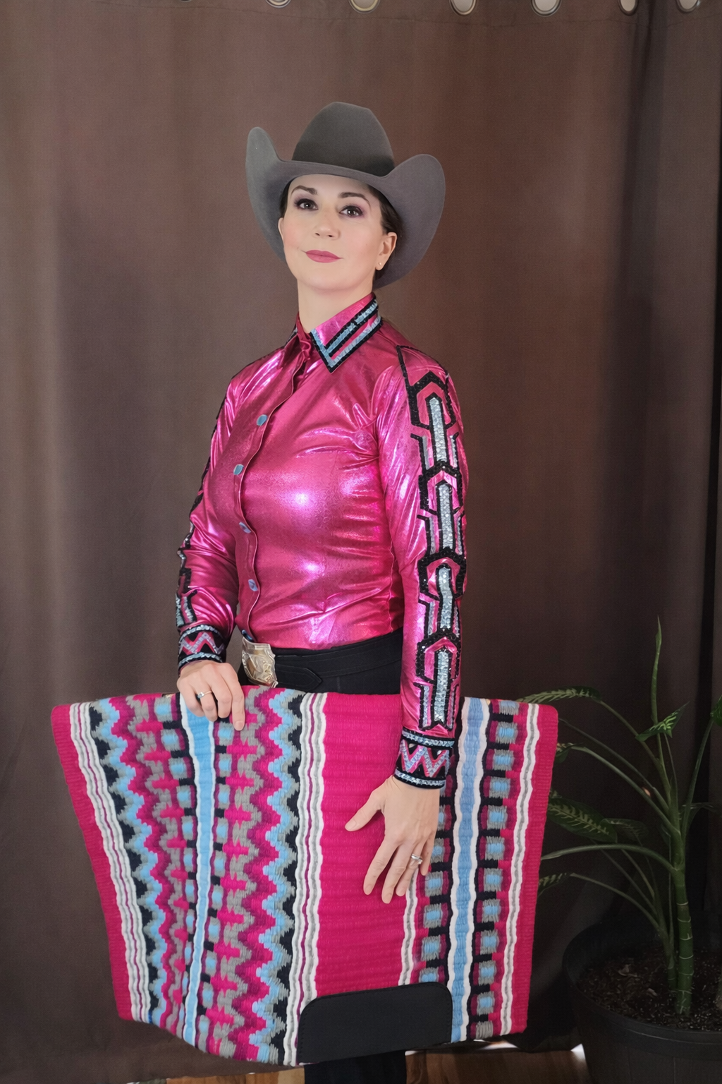 Medium Metallic Fuchsia stretch day shirt