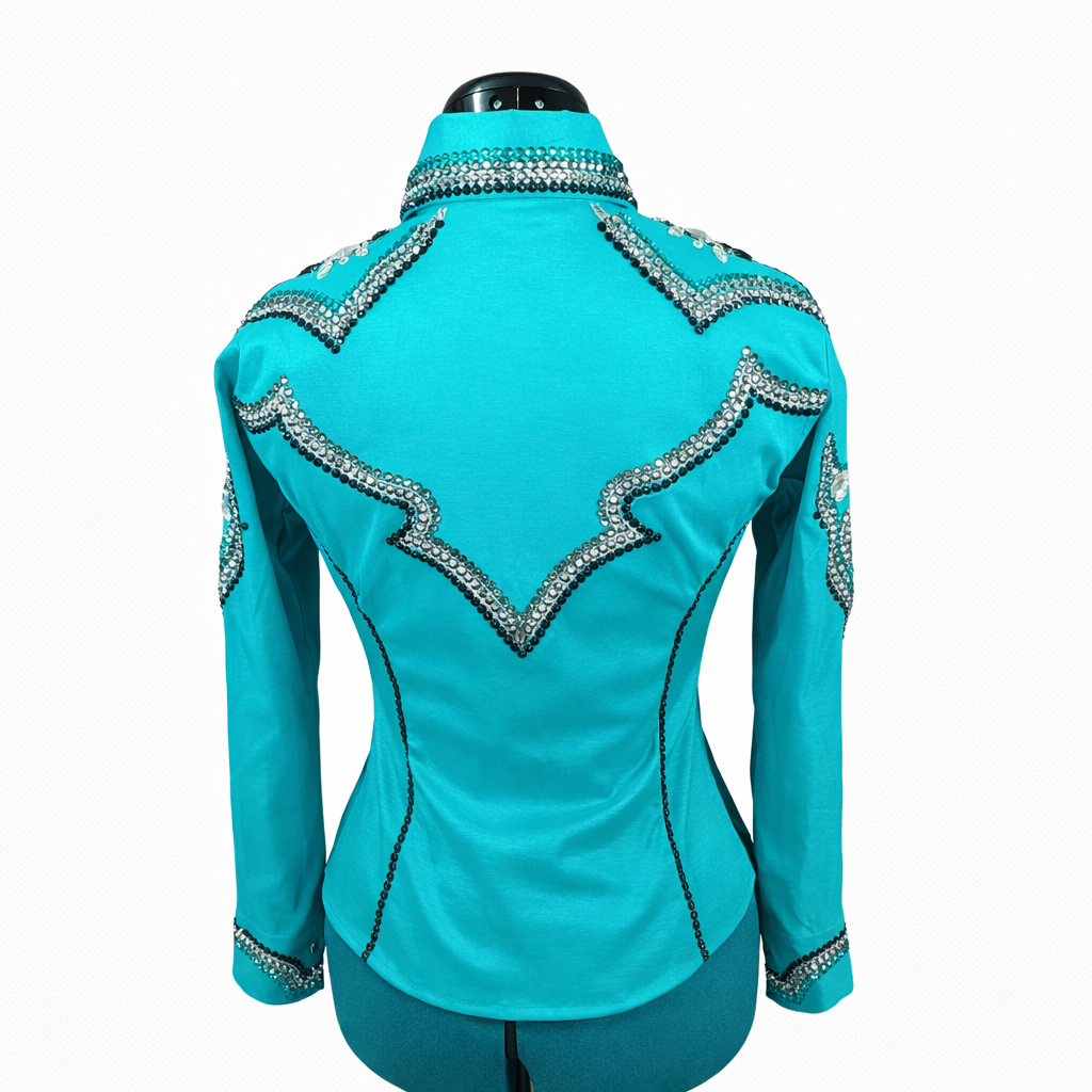 CUSTOM ORDER Teal stretch taffeta day shirt