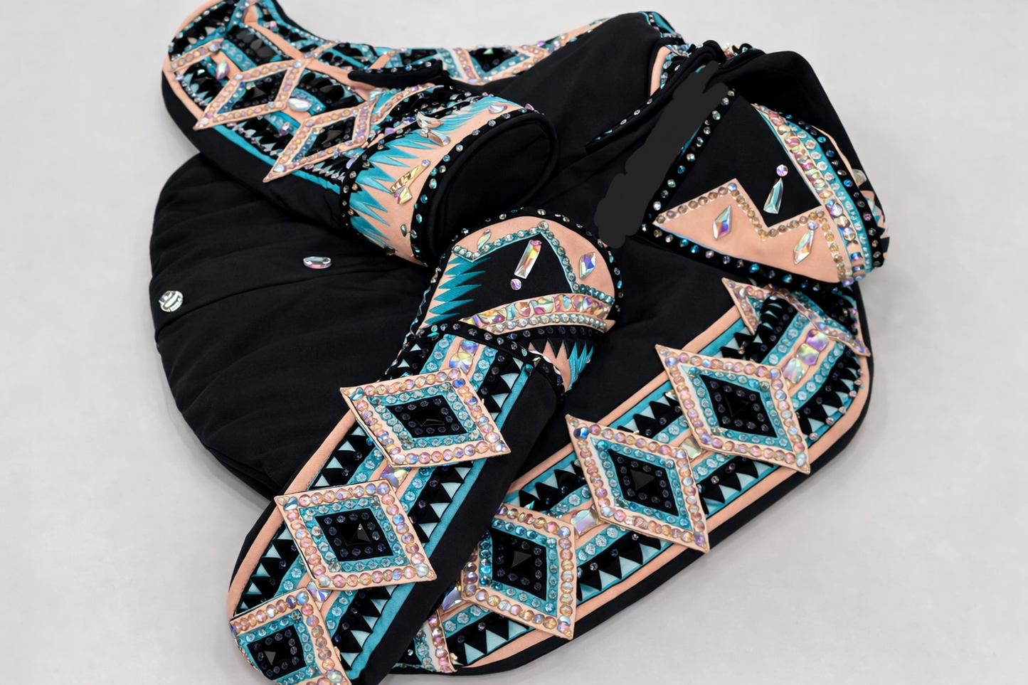 CUSTOM ORDER Black with Peach & Turquoise day shirt