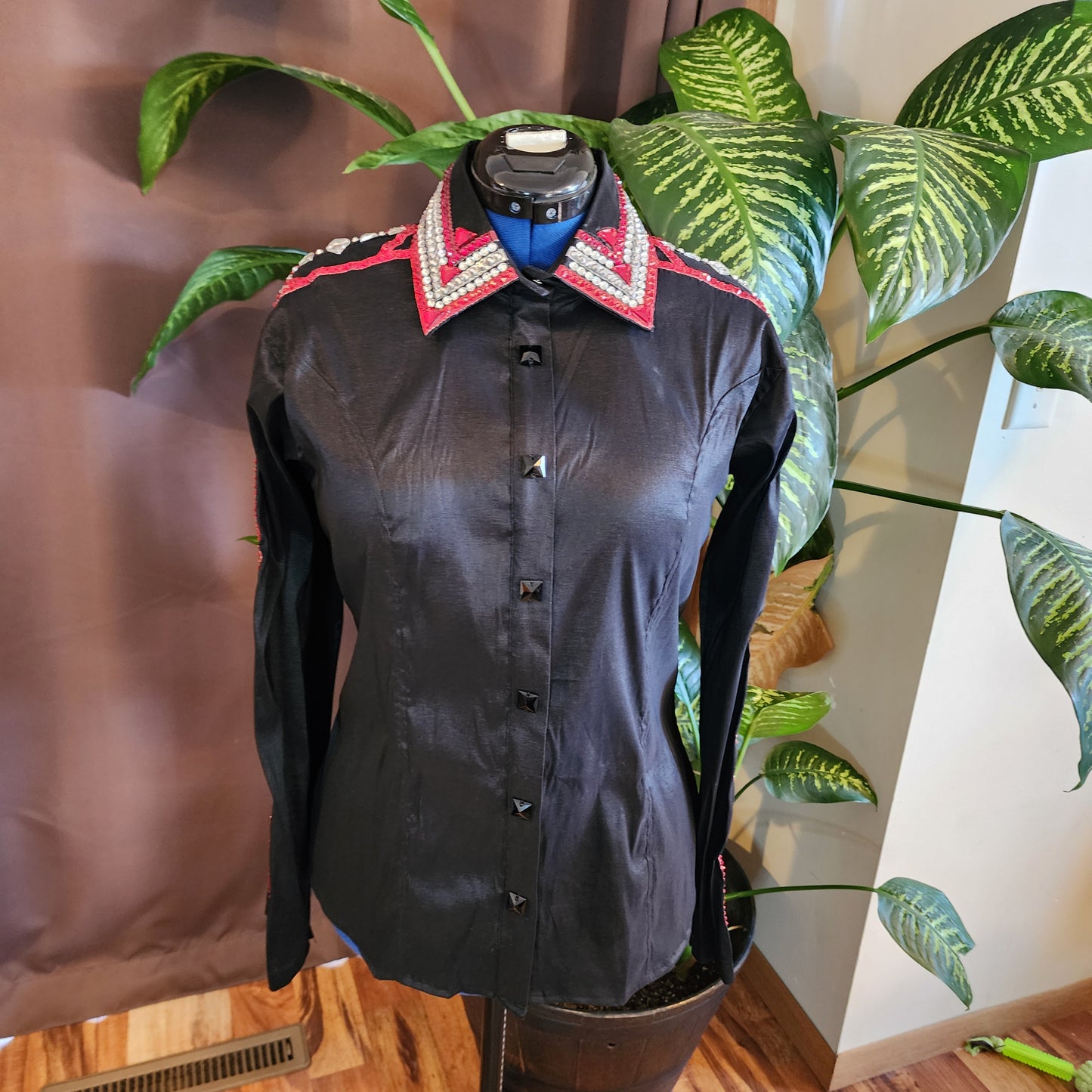 D 3XL Black & Red taffeta day shirt