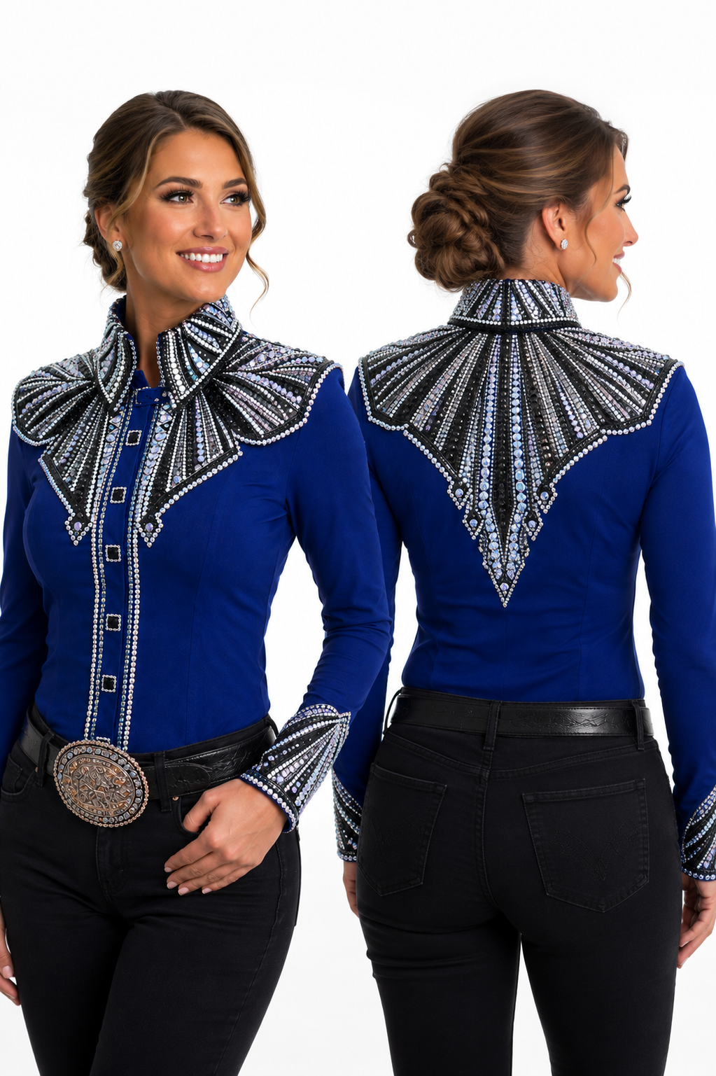 CUSTOM ORDER Royal blue taffeta day shirt
