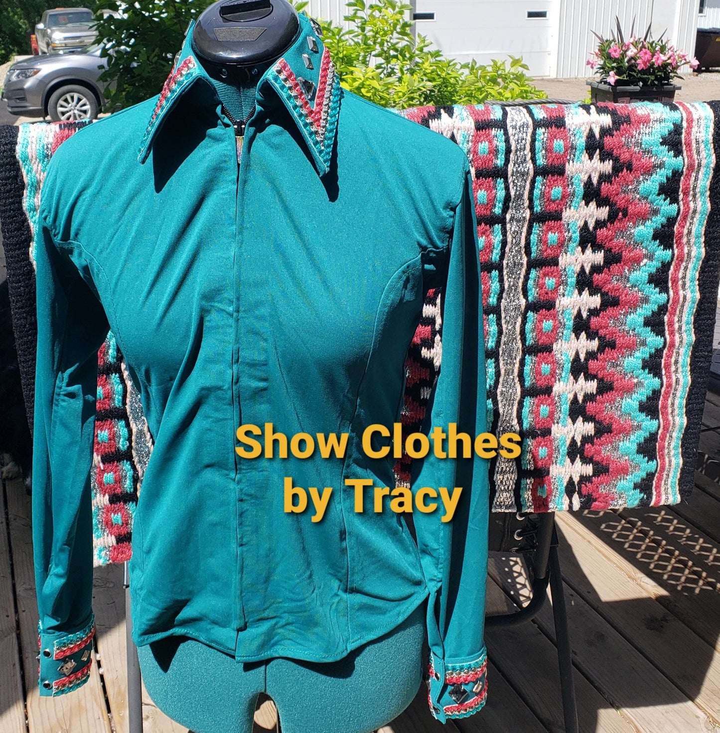 CUSTOM Teal & Coral Vest, Shirt, & Pad set