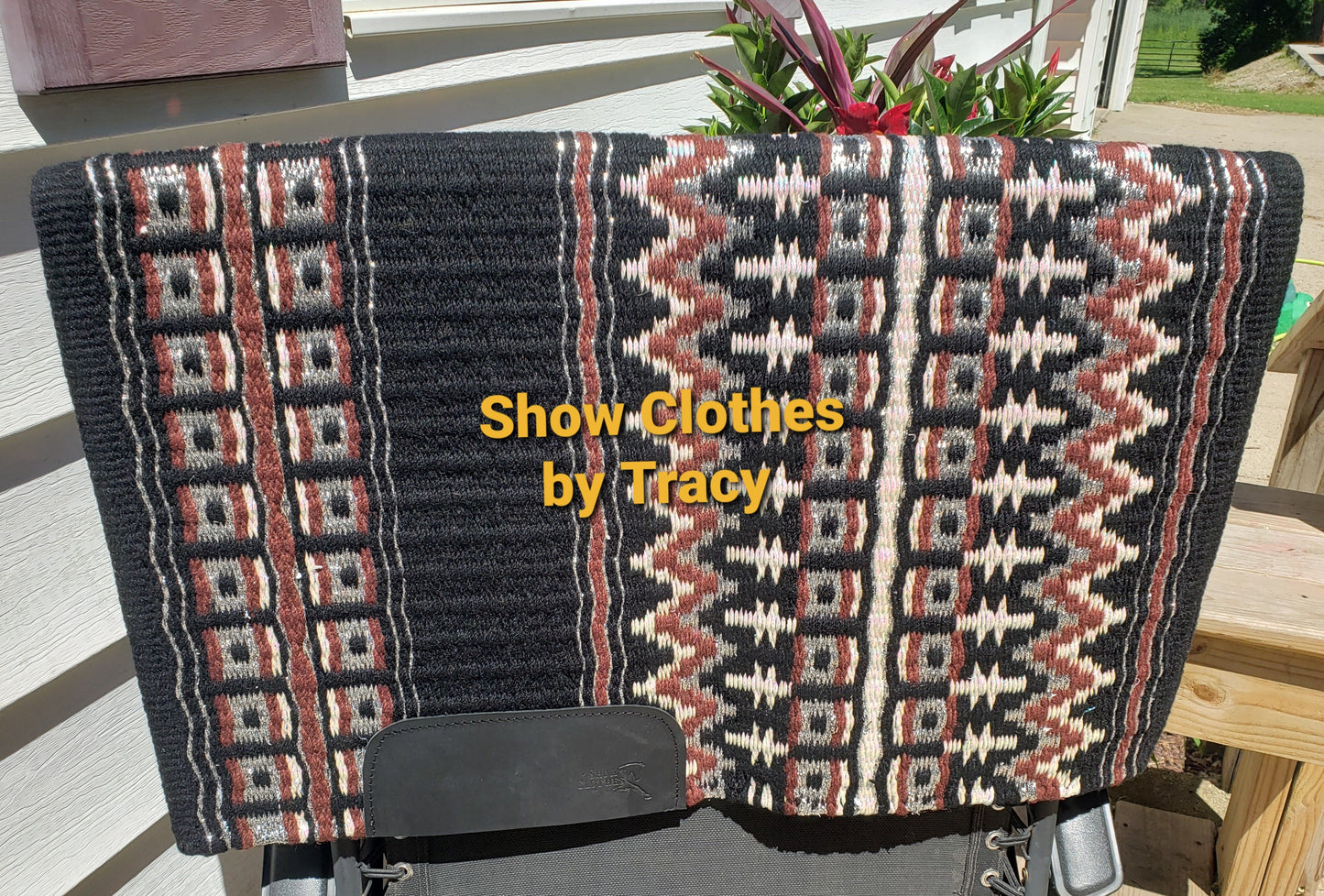 CUSTOM Black & Burgundy Horsemanship top & pad set
