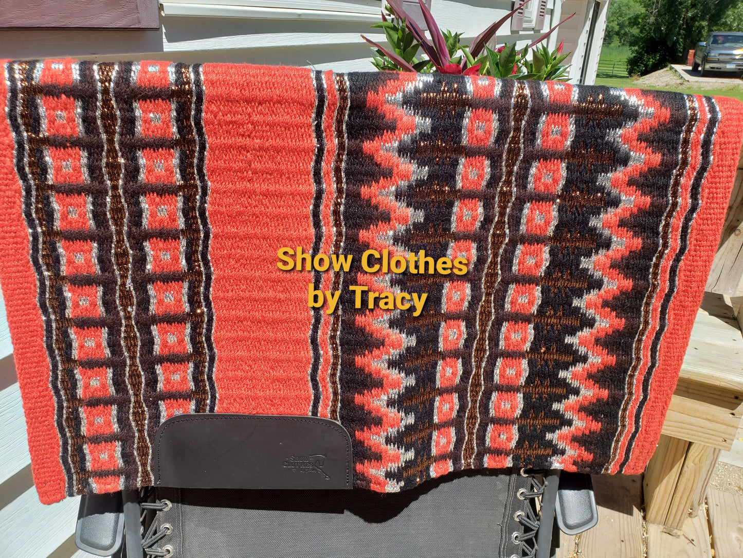 CUSTOM Black & Red Horsemanship top & pad set