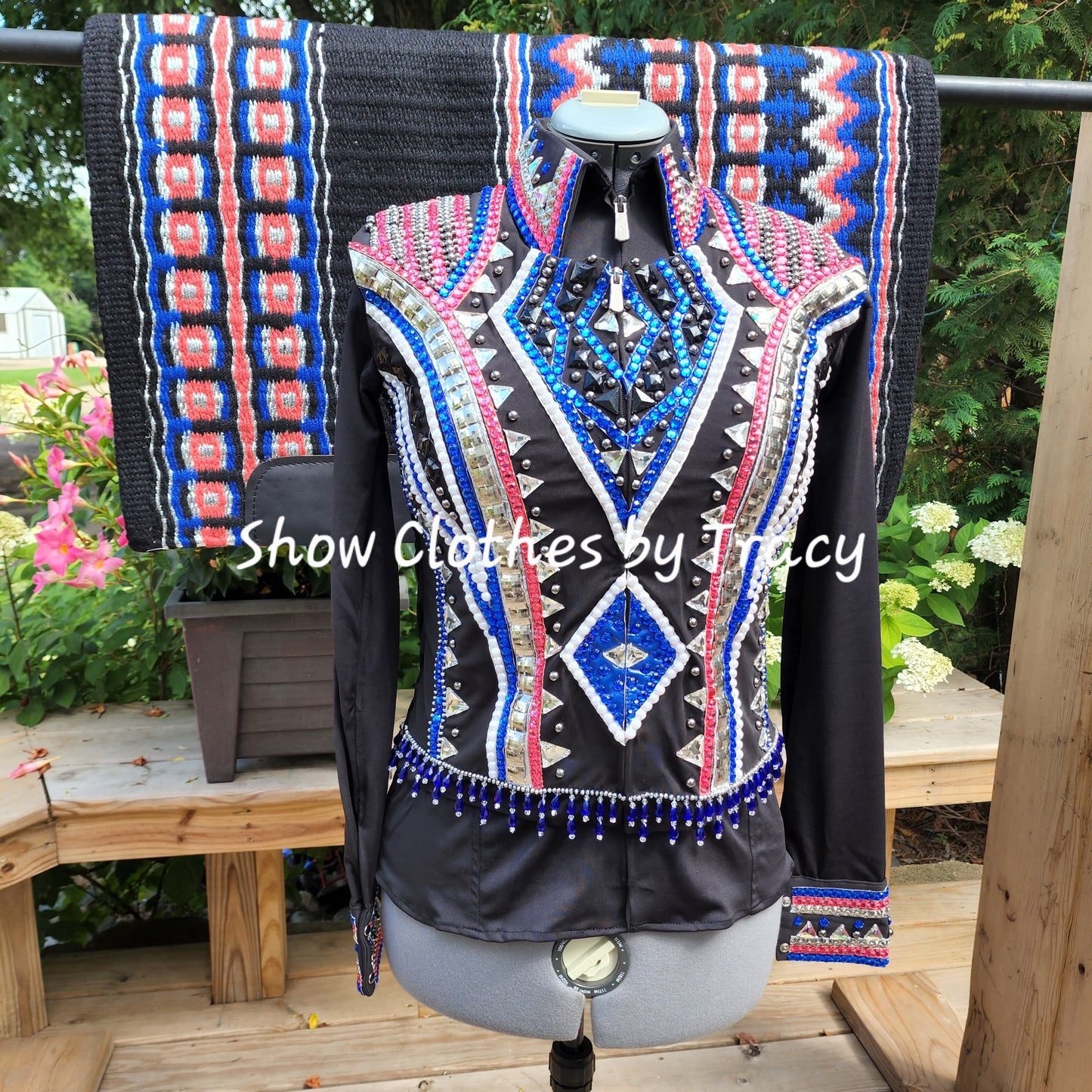 CUSTOM Salmon & Blue Vest, day shirt & pad set