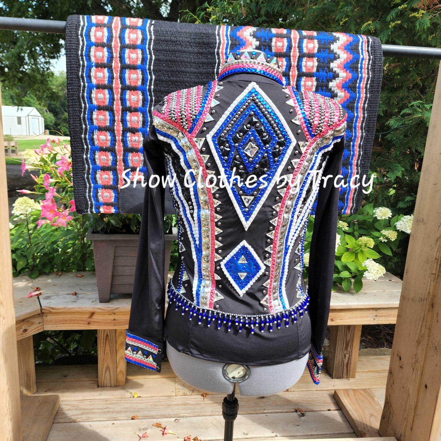 CUSTOM Salmon & Blue Vest, day shirt & pad set