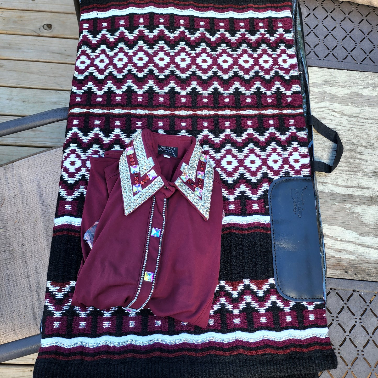 CUSTOM Burgundy Sheer sleeve day shirt