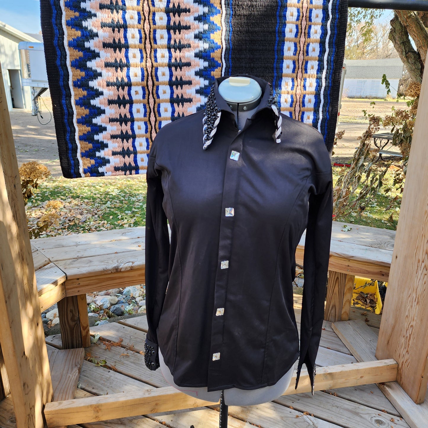 CUSTOM Large Peach & Blue Vest Shirt & Pad set