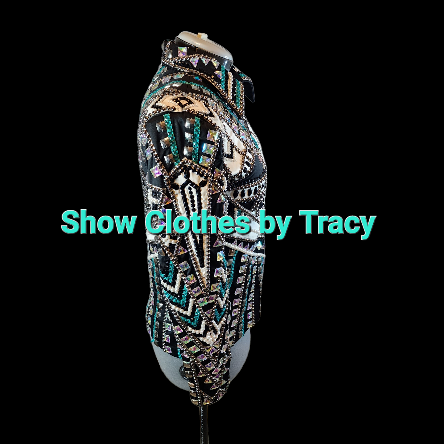 CUSTOM Black white & teal jacket