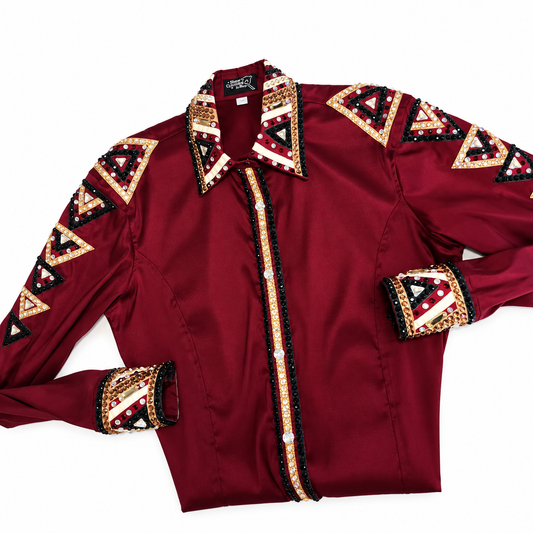 Large Burgundy stretch taffeta day shirt