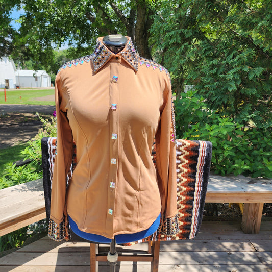 CUSTOM Camel full arm crystal day shirt
