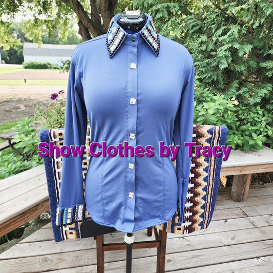 CUSTOM Cadet blue stretch lycra day shirt