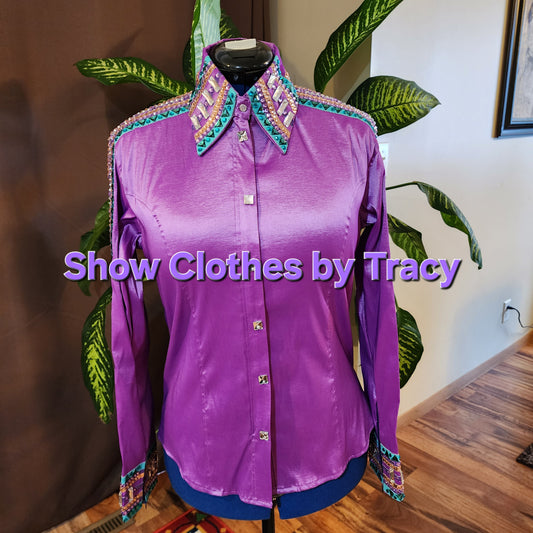 CUSTOM ORDER Purple stretch taffeta day shirt