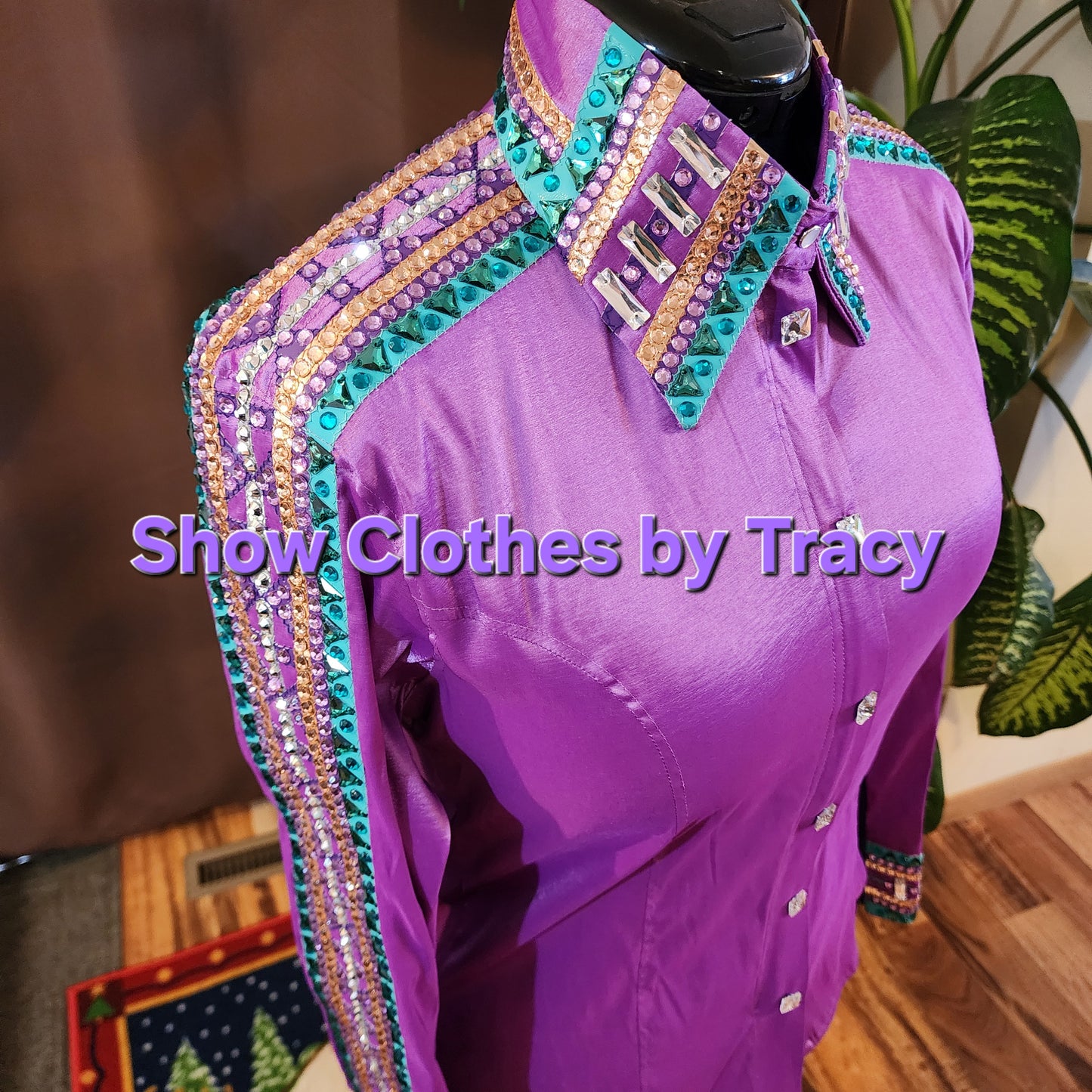 A Large Purple stretch taffeta day shirt