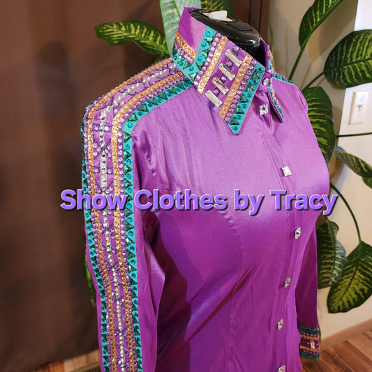 CUSTOM ORDER Purple stretch taffeta day shirt