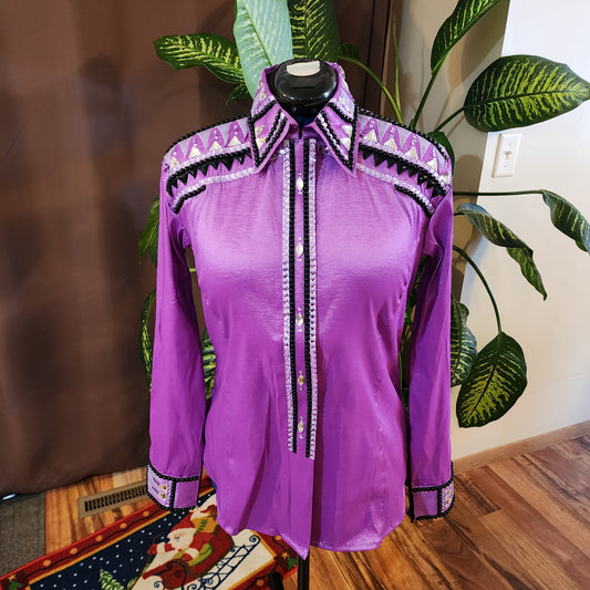 CUSTOM ORDER Purple stretch taffeta day shirt