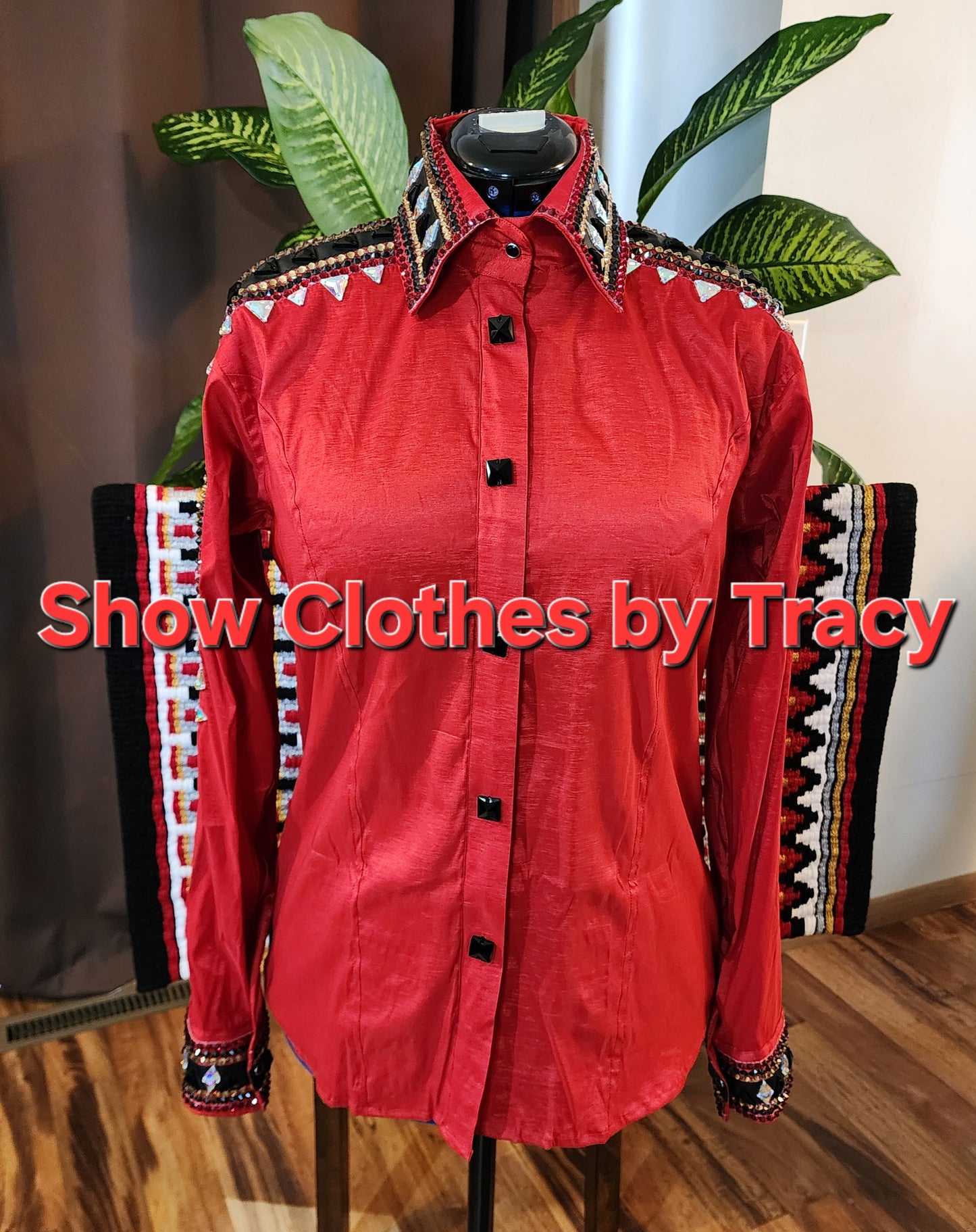 CUSTOM ORDER Red taffeta day shirt