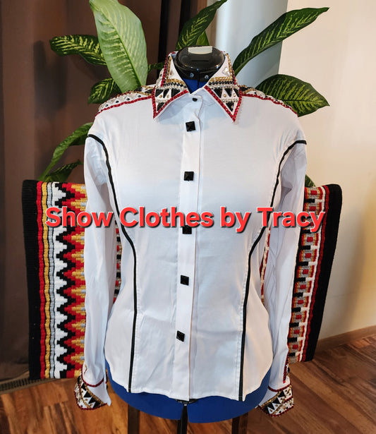 CUSTOM ORDER white stretch taffeta day shirt