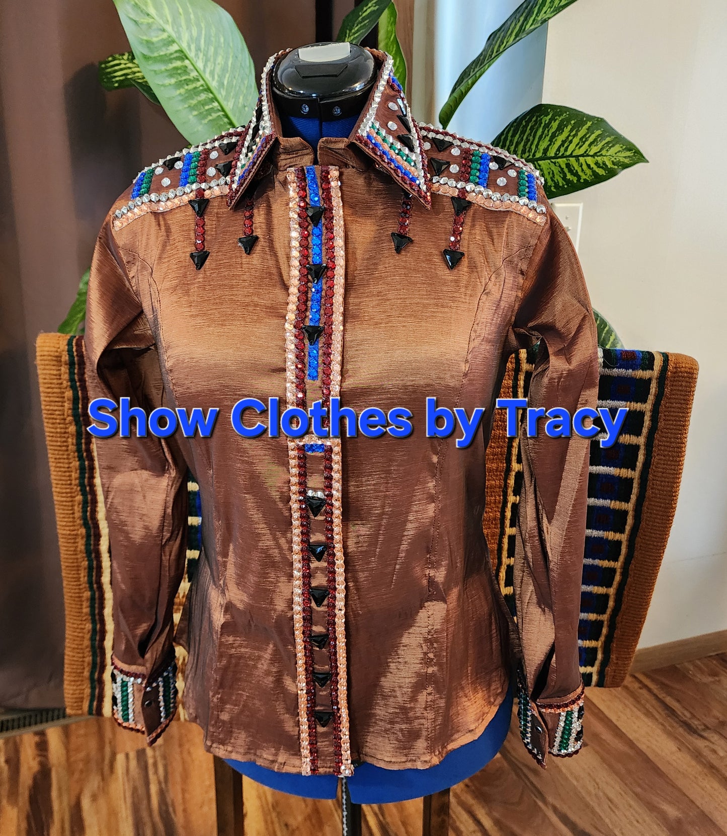 CUSTOM ORDER Bronze Rust stretch taffeta day shirt