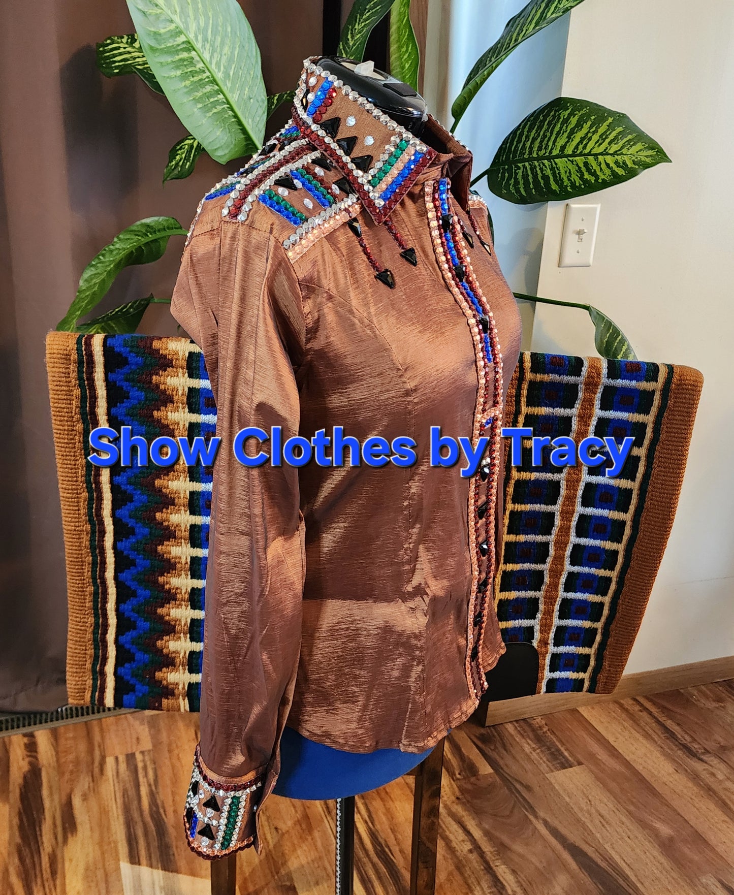 CUSTOM ORDER Bronze Rust stretch taffeta day shirt