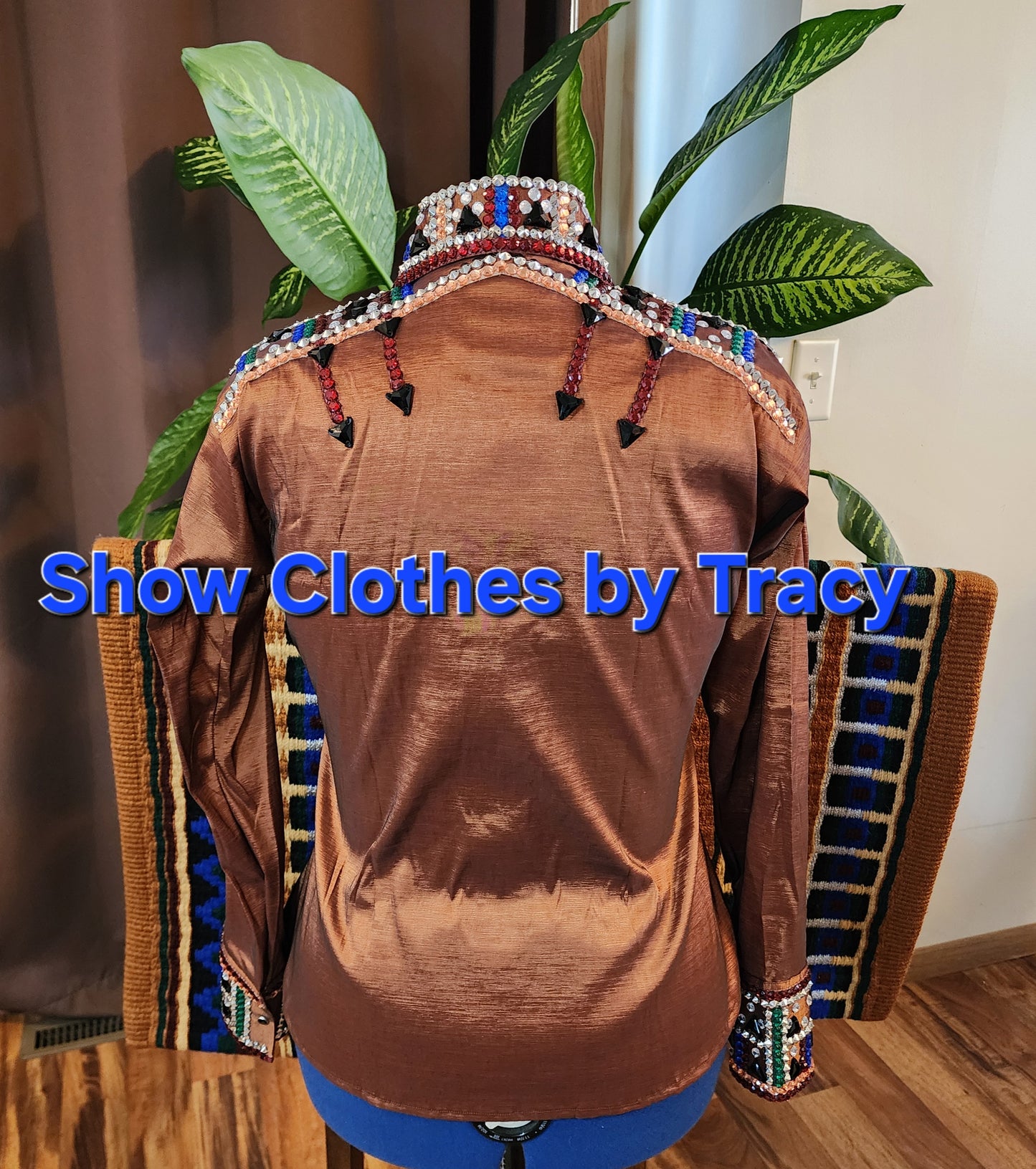 CUSTOM ORDER Bronze Rust stretch taffeta day shirt