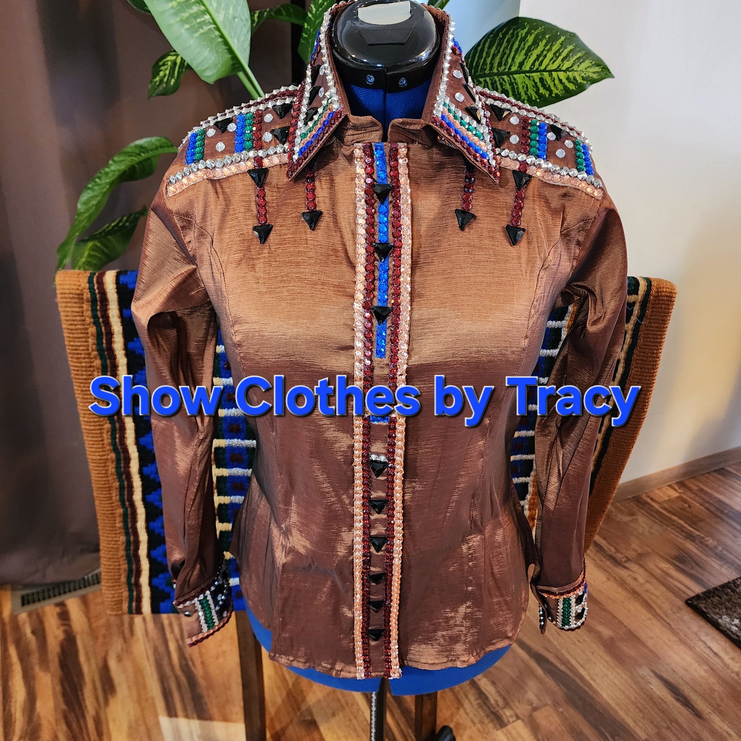 CUSTOM ORDER Bronze Rust stretch taffeta day shirt