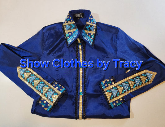 A Small Blue stretch taffeta day shirt