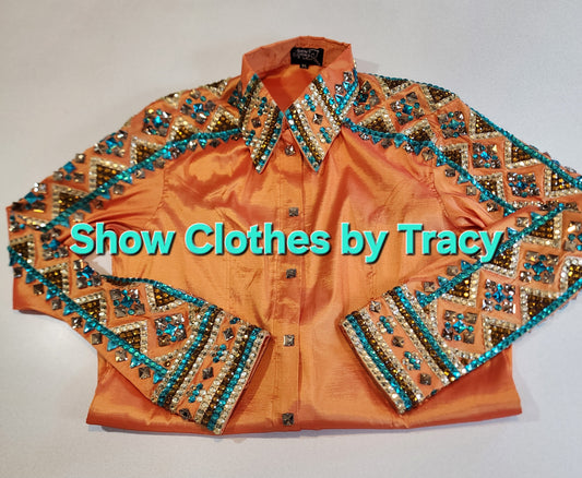 CUSTOM ORDER Orange stretch taffeta day shirt