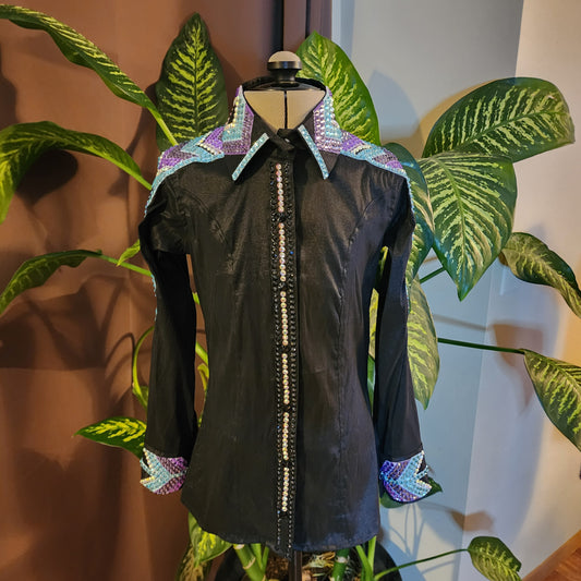 CUSTOM ORDER Black taffeta day shirt