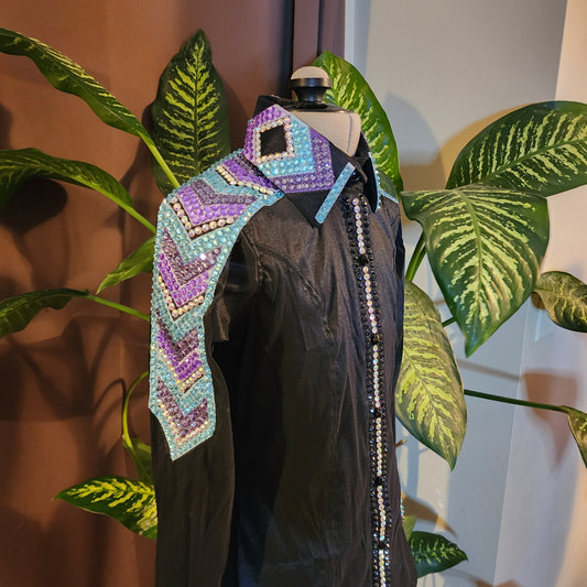 CUSTOM ORDER Black taffeta day shirt