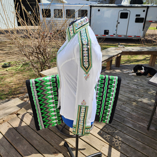 CUSTOM ORDER White & Green taffeta day shirt