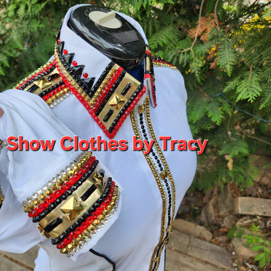 Large white stretch taffeta day shirt