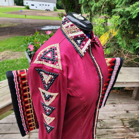 Large Burgundy stretch taffeta day shirt