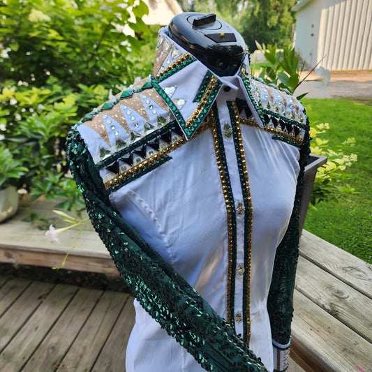 CUSTOM ORDER White taffeta with sheer sleeves