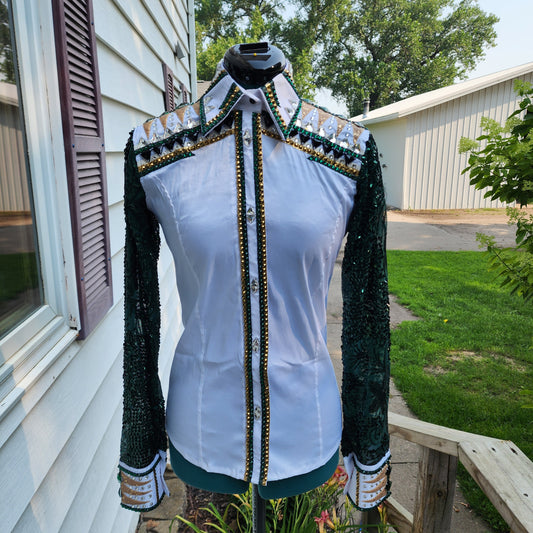 CUSTOM ORDER White taffeta with sheer sleeves