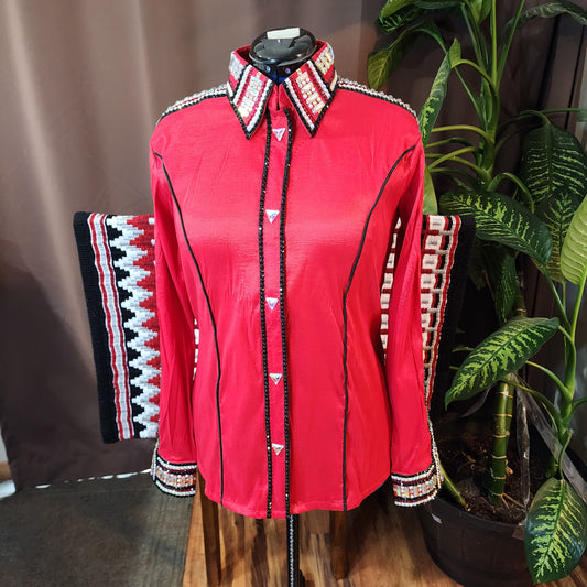 XL Red stretch taffeta day shirt