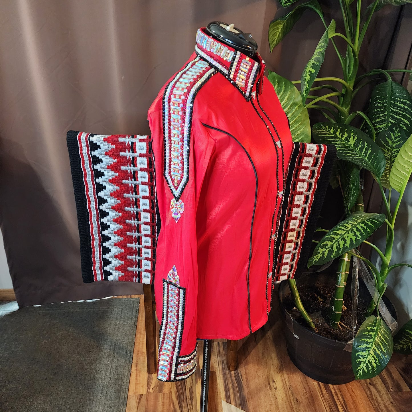 CUSTOM ORDER Red stretch taffeta day shirt